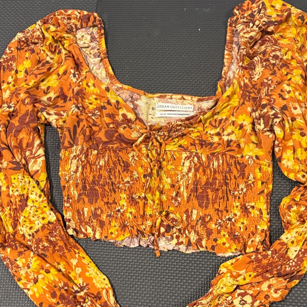 Urban Outfitters Vibrant Orange Floral Blouse